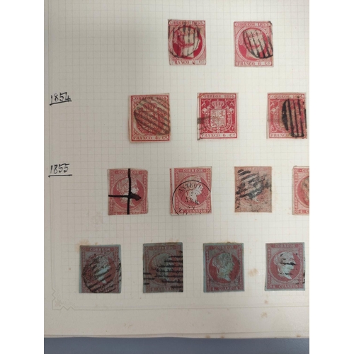 392 - Two folders of early Spanish postage stamps many 1850s imperforated and later issues. To include an ... 