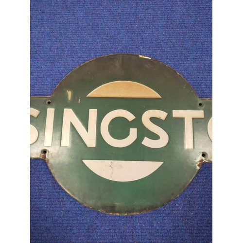 424 - Southern Railways green and white enamel station sign 'Basingstoke'  33cm x 91.5cm.