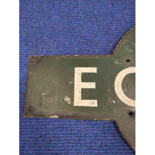 425 - South Western Railway green and white enamel station sign 'Egham' (lettering re-painted) 33cm x 66cm... 