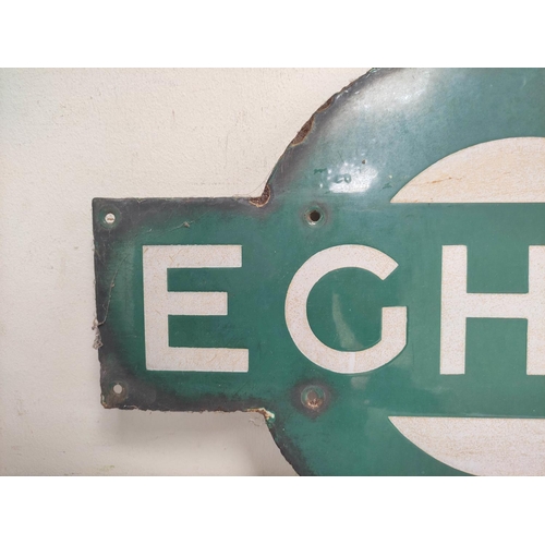 427 - South Western Railway green and white enamel station sign 'Egham' 33cm x 66cm.