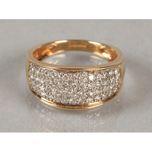 101 - 9 ct yellow gold and diamond ring,ring size L