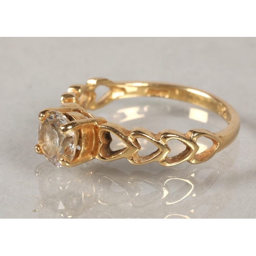 64 - 14 ct gold and Zirconia ring.ring size N