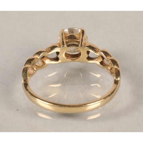 64 - 14 ct gold and Zirconia ring.ring size N