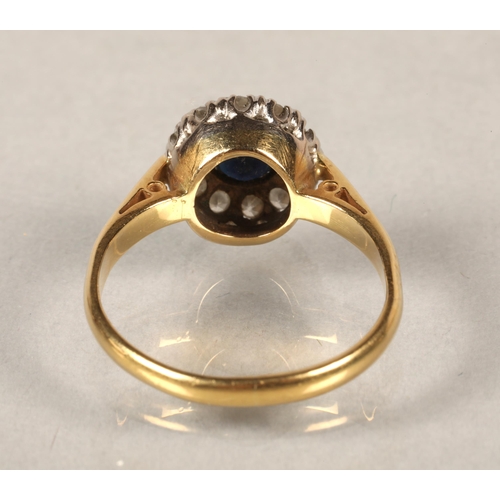 74 - 18 ct gold Diamond and sapphire ring.ring size L