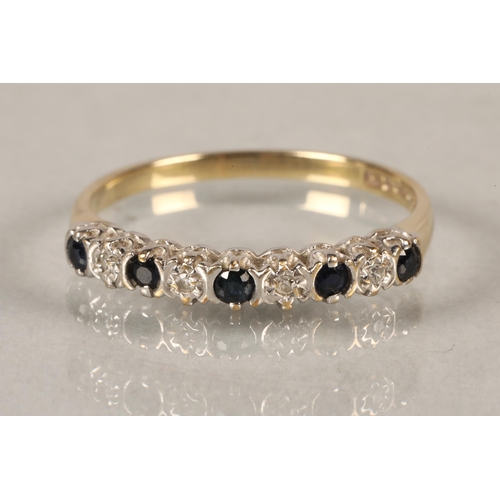 87 - 9 ct diamond and sapphire ring, ring size L