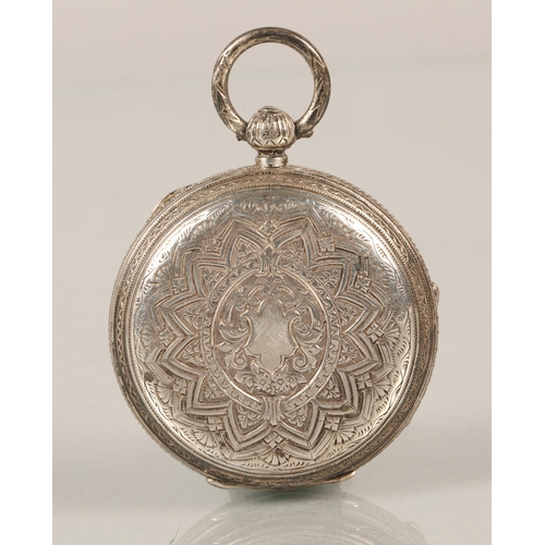 89 - Ladies silver pocket watch with subsidiary dial