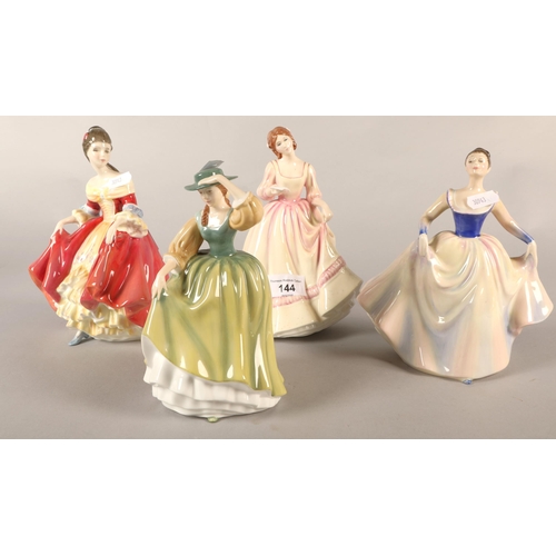 144 - Four Royal Doulton figures to include 'Your Forever', 'Lisa', 'Southern Belle' & 'Buttercup'