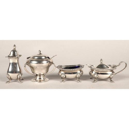 154 - Silver cruet set, various marks (4)