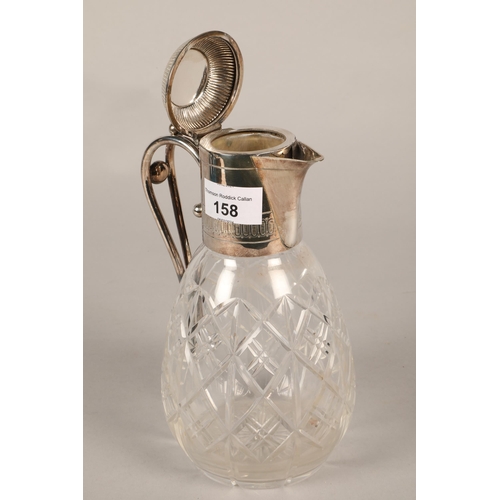 158 - Silver plated  crystal claret jug