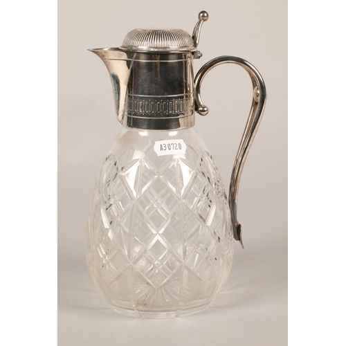 158 - Silver plated  crystal claret jug