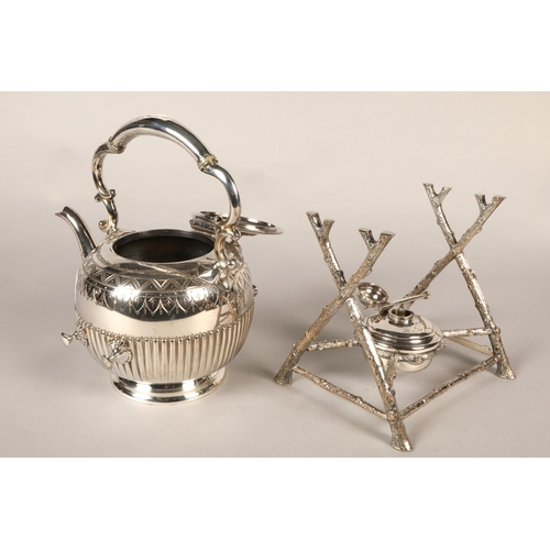 161 - Silver plated spirit kettle