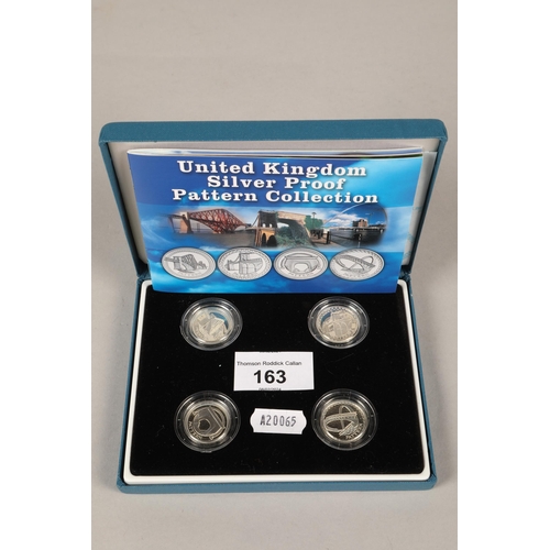 163 - Set of four cased United Kingdom silver proof £1 coins