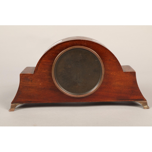 170 - Inlaid mahogany mantel clock , Retailed by  Wallace Allen of Ayr.