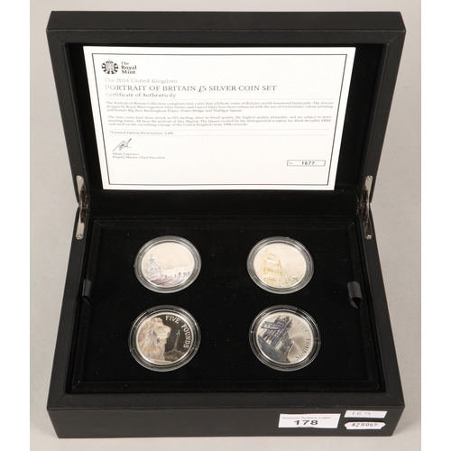 178 - The Royal Mint , The 2014 United Kingdom Portrait of Britain£5 Silver Coin Set.