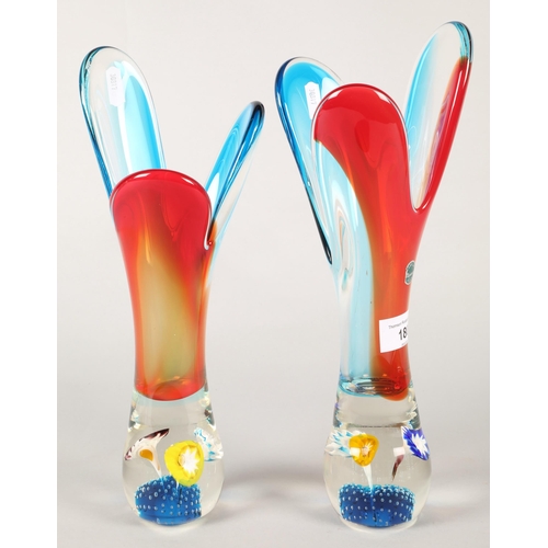 180 - Two Murano glass vases, largest height: 32cm (2)