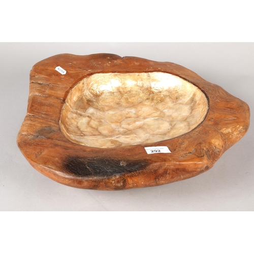 292 - Decorative rustic wooden bowl, approx. 45cm x 45cm