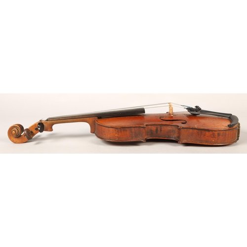 361 - German violin, length of back: 31cm, with bow in case