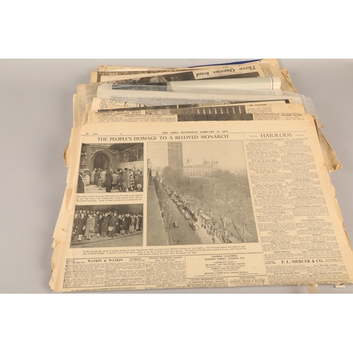 379 - Vintage newspapers including The Evening News Feb 6 1952 marking the death of King George ... 