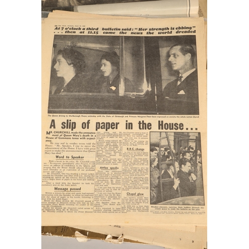 379 - Vintage newspapers including The Evening News Feb 6 1952 marking the death of King George ... 