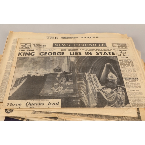 379 - Vintage newspapers including The Evening News Feb 6 1952 marking the death of King George ... 