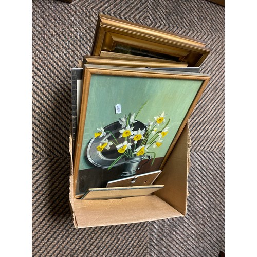 343 - Box of framed pictures