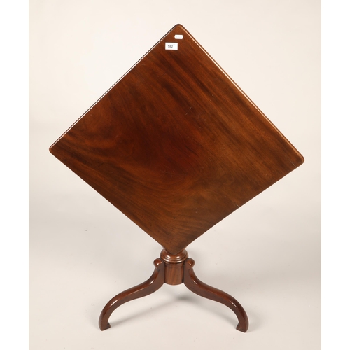 582 - Mahogany tilt top table, dimensions of top: 65cm x 65cm