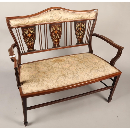 587 - Edwardian inlaid two seater settee.