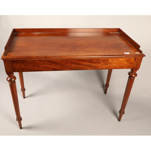 591 - Victorian mahogany writing table with fitted drawer,H 76cm, W 103cm, D 50cm