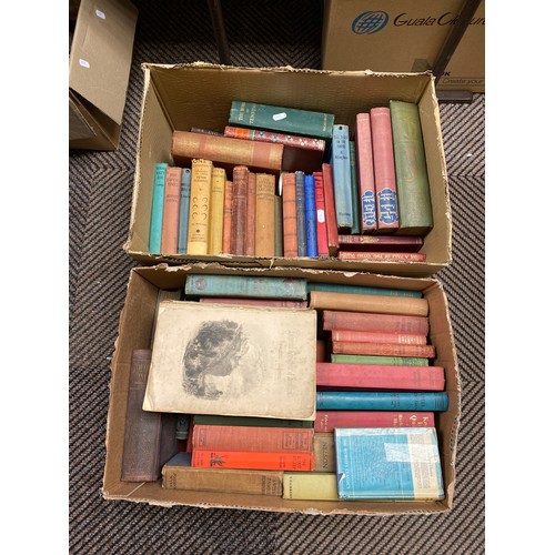 370 - Two boxes of books to include P.G. Wodehouse, Dickens, etc