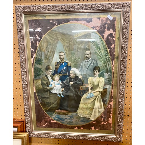 451A - Two framed prints - one about New York; the other of Queen Victoria and her family