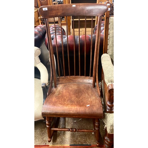 609 - Hardwood rocking chair, H 110cm, W 46cm, D 43cm