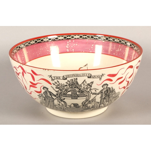 31 - Adams lustre pottery punch bowl 'Ship Caroline' diameter 25cm.