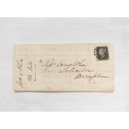 395 - Great Britain. Victorian correspondence having penny black stamp on envelope cover, with black Malte... 