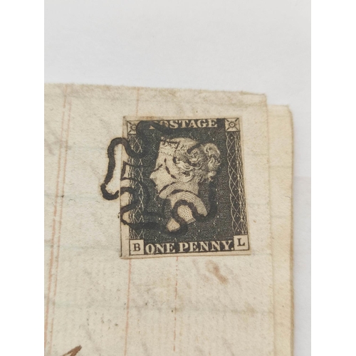 395 - Great Britain. Victorian correspondence having penny black stamp on envelope cover, with black Malte... 