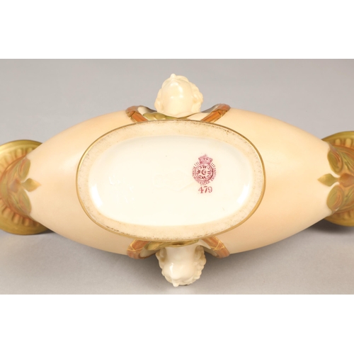 19 - Royal Worcester double ended flower basket with oval relief mask panels in the classical style, 19cm... 