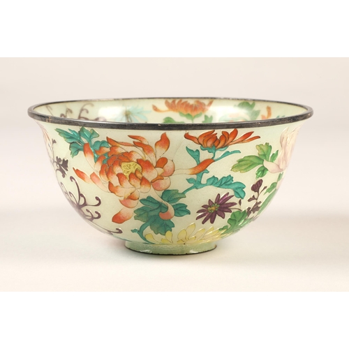 199 - Japanese Plique-a-jour bowl, with translucent cloisonne enamels 14 cm diameter.