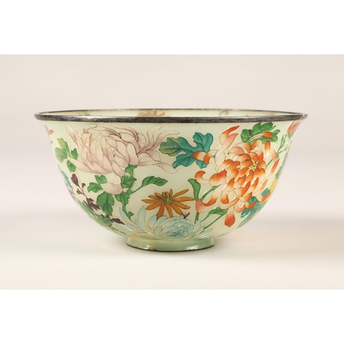 199 - Japanese Plique-a-jour bowl, with translucent cloisonne enamels 14 cm diameter.