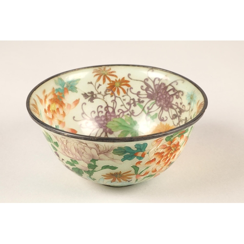 199 - Japanese Plique-a-jour bowl, with translucent cloisonne enamels 14 cm diameter.