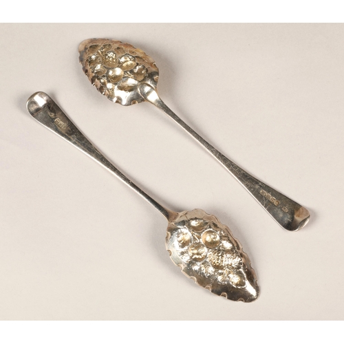 168 - George III pair of silver gilt berry spoons, London 1799, maker Fuller White,  with fitted case, 110... 