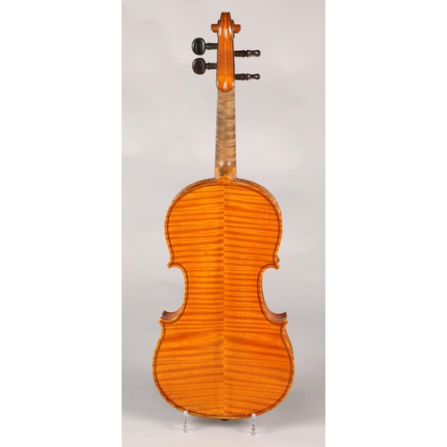 326 - JTL Violin circa 1900, Length of Back 357mm, orange brown colour, with bow