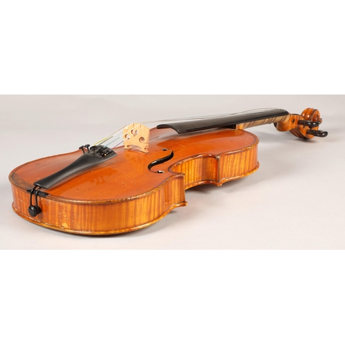 326 - JTL Violin circa 1900, Length of Back 357mm, orange brown colour, with bow