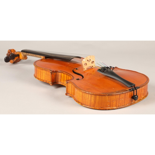 326 - JTL Violin circa 1900, Length of Back 357mm, orange brown colour, with bow