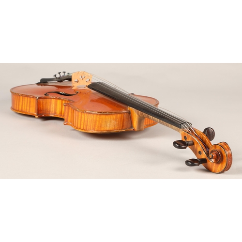 326 - JTL Violin circa 1900, Length of Back 357mm, orange brown colour, with bow