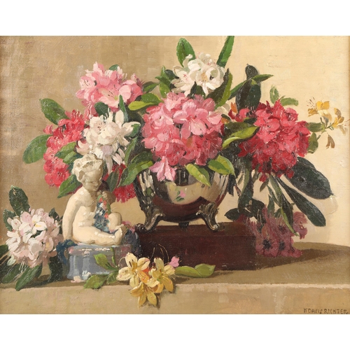 432 - Herbert Davis Richter R.B.A. (1874 - 1955)Swept framed oil on canvas - signed'Wallflowers in a Silve... 