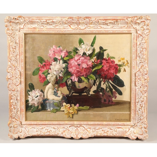 432 - Herbert Davis Richter R.B.A. (1874 - 1955)Swept framed oil on canvas - signed'Wallflowers in a Silve... 