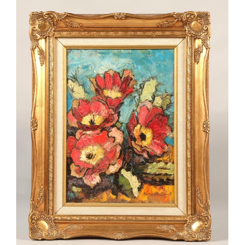 445 - Nathaniel Smith (New Scottish Group, 1916 - 1973)Framed oil on board - signed'Echinopsis Eyriesii'34... 