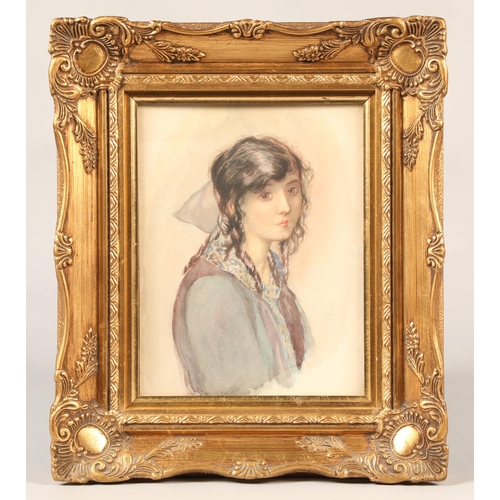 449 - J. Moir Paton (Scottish 20th Century)Gilt framed watercolour - signed'Pensive Girl - Jessica'23cm x ... 