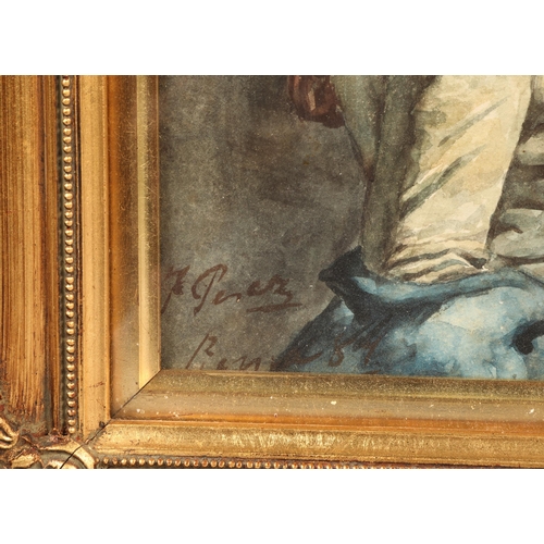 451 - Italian School (20th Century)Gilt framed watercolour - indistinctly signed'Head and Bust Study of a ... 