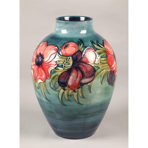 2 - Moorcroft pottery vase in the anemone pattern, 28cm high.