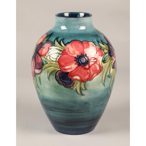 2 - Moorcroft pottery vase in the anemone pattern, 28cm high.